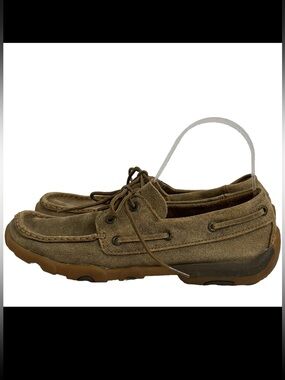 Twisted X Bomber Tan Leather Boat Shoes Driving Moc Lace Up WDM0003